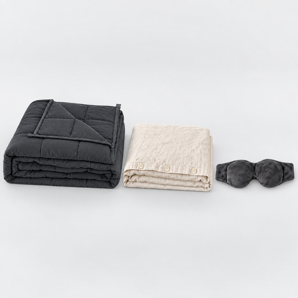 Pack Complet — couverture lestée 8 kg + housse + masque
