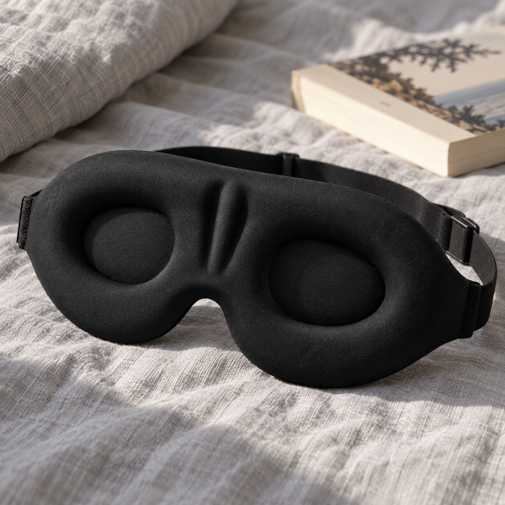 Masque de sommeil lesté, modèle simple, posé à plat